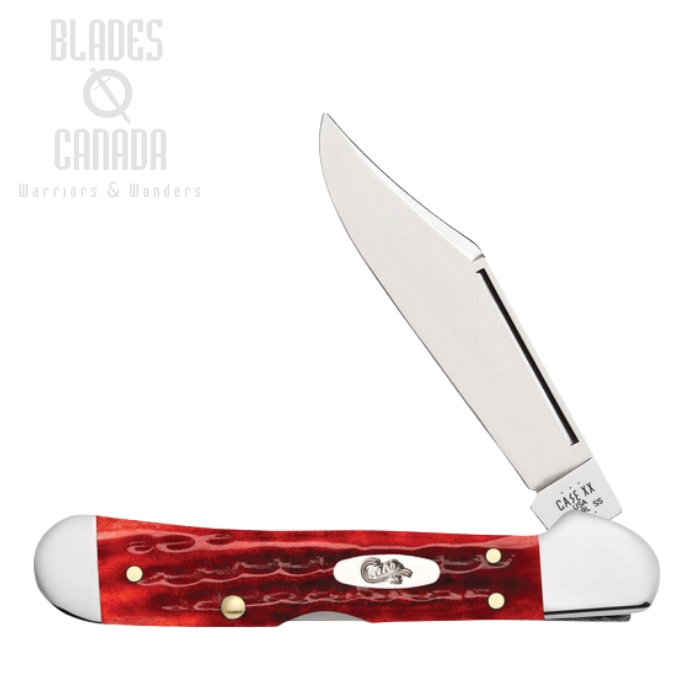 Case Mini CopperLock Lockback Folding Knife, Stainless, Jigged Old Red Bone, 10307