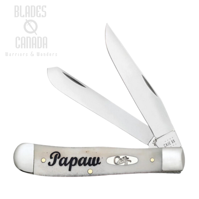 Case Trapper Slipjoint Folding Knife, Stainless, Embellished Smooth Natural Bone, 10430