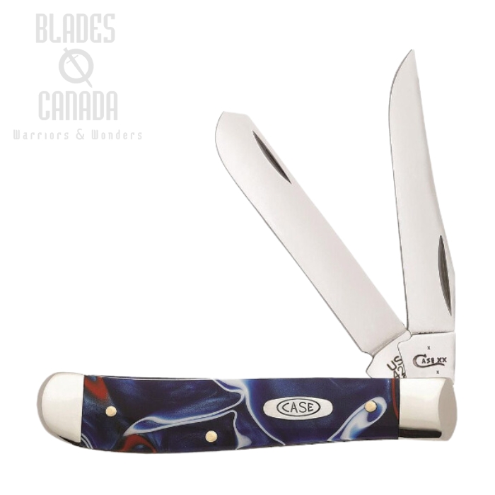 Case Smooth Mini Trapper Slipjoint Folding Knife, Stainless, Patriotic Kirinite handle, 11209