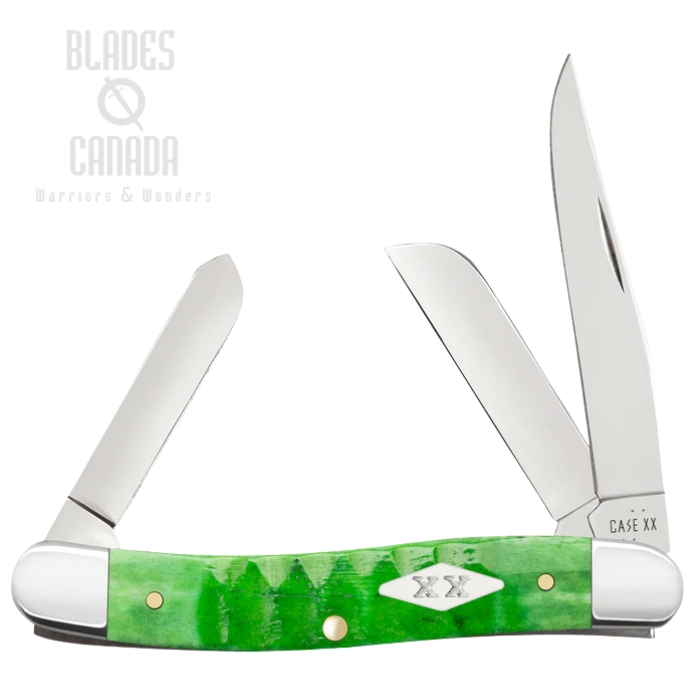 Case Medium Stockman Gator Slipjoint Folding Knife, Tru-Sharp Stainless, Bone Bright Green, 11442 (image for) Case Medium Stockman Gator Slipjoint Folding Knife, Tru-Sharp Stainless, Bone Bright Green, 11442