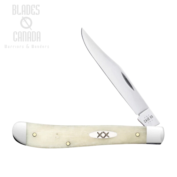 Case Slimline Trapper Slipjoint Folding Knife, Stainless, Smooth Natural Bone, 13312