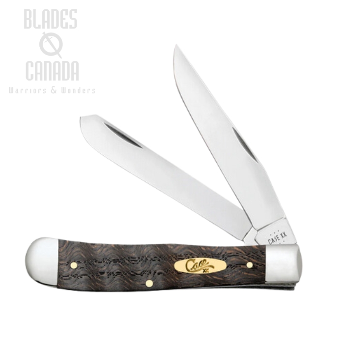 Case Trapper Slipjoint Folding Knife, Stainless, Smooth Black Curly Oak, 14000