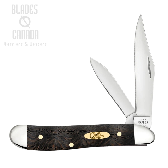 Case Peanut Slipjoint Folding Knife, Stainless, Curly Oak Black, 14005