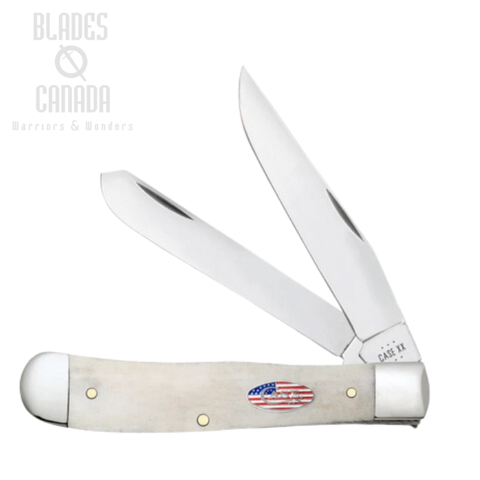 Case Trapper Slipjoint Folding Knife, Carbon, Smooth Natural Bone, 14090