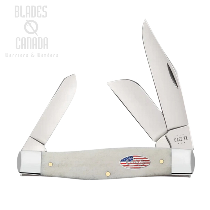 Case Large Stockman Slipjoint Folding Knife, Carbon, Smooth Natural Bone, 14093