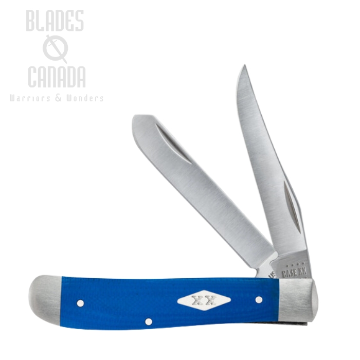 Case Mini Trapper Slipjoint Folding Knife, Stainless, G10 Blue, 16751