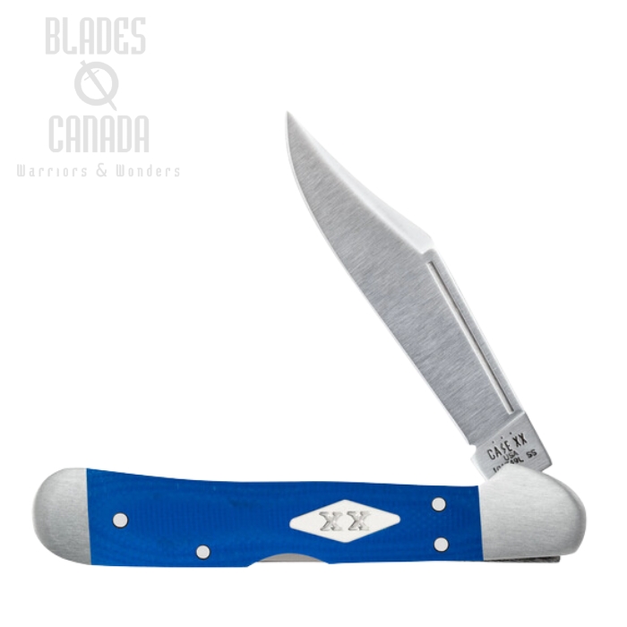 Case Mini Copperlock Folding Knife, Stainless Steel, G10 Blue, 16754