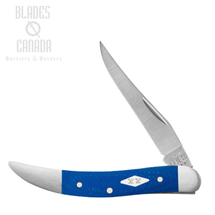 Case Small Texas Toothpick Slipjoint Folding Knife, Stainless Steel, G10 Blue, 16755