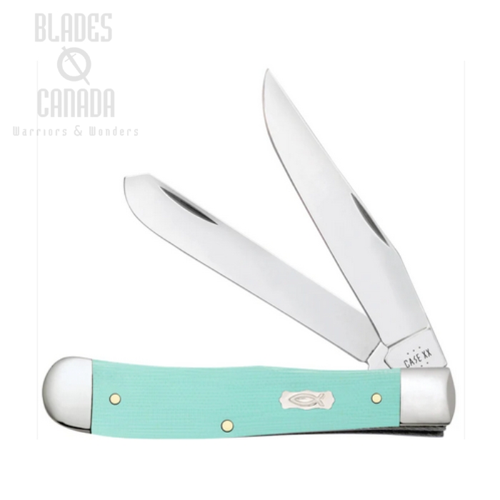 Case Trapper Slipjoint Folding Knife, Stainless, G10 Seafoam Green, 18100