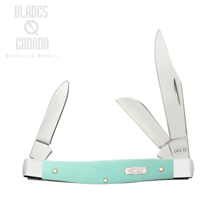 Case Medium Stockman Slipjoint Folding Knife, Stainless, G10 Seafoam Green, 18102