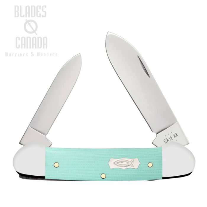 Case Canoe Slipjoint Folding Knife, Stainless, G10 Seafoam Green Smooth, 18103