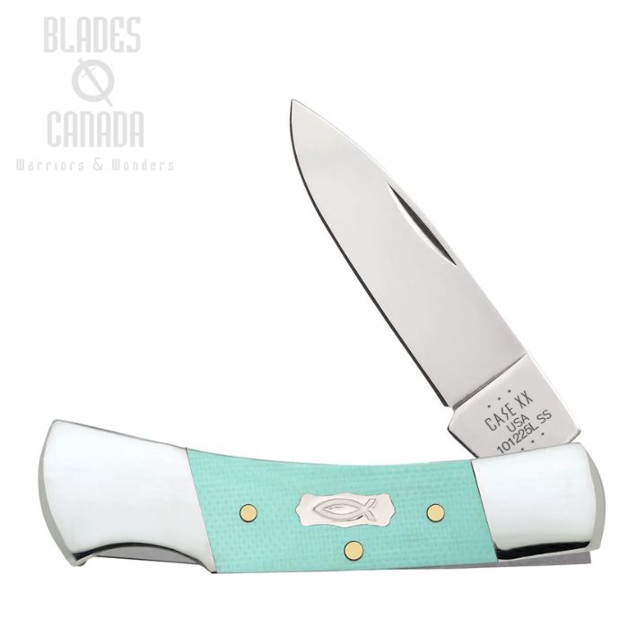 Case Lockback Folding Knife, Stainless, G10 Seafoam Green Smooth, 18106