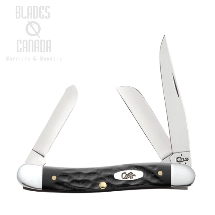 Case Medium Stockman Slipjoint Folding Knife, Stainless Steel, Black Rough Jig Handle, 18222