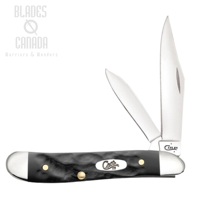 Case Peanut Slipjoint Folding Knife, Stainless, Synthetic Jigged Black, 18225