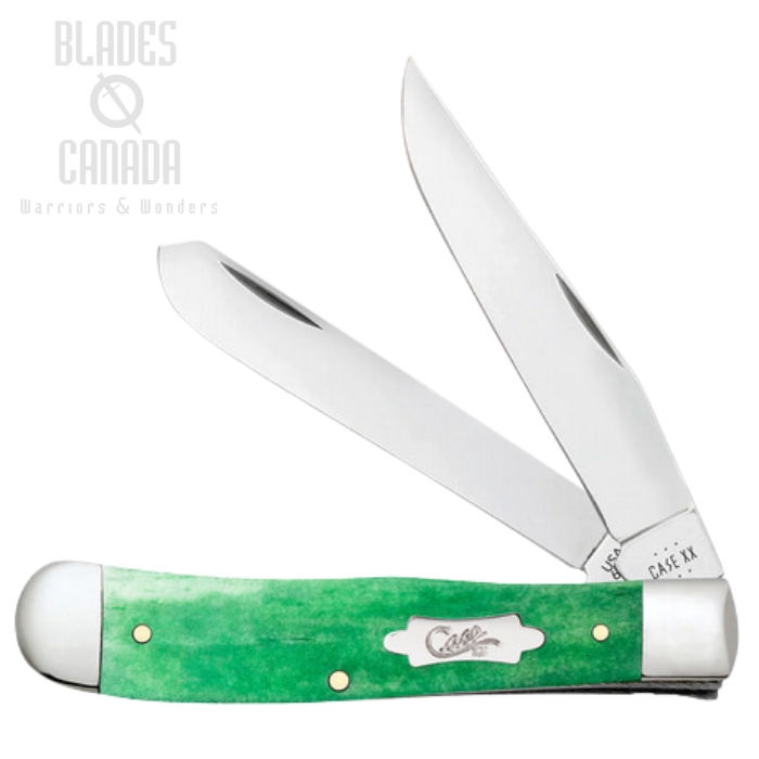 Case Trapper Slipjoint Folding Knife, Stainless, Bone Emerald Green, 19940