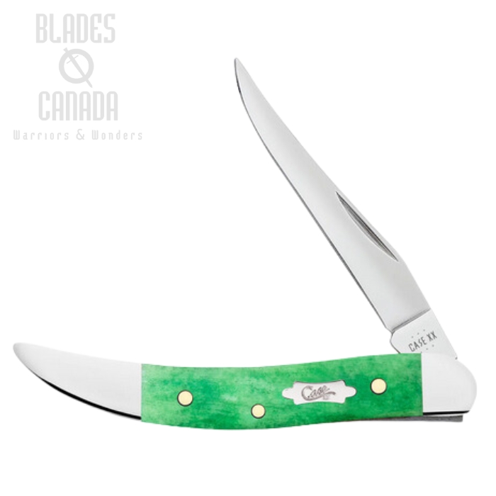 Case Small Texas Toothpick Slipjoint Folding Knife, Stainless, Bone Emerald Green, 19941