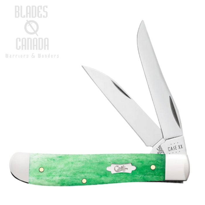 Case Mini Trapper Slipjoint Folding Knife, Stainless, Bone Emerald Green, 19944