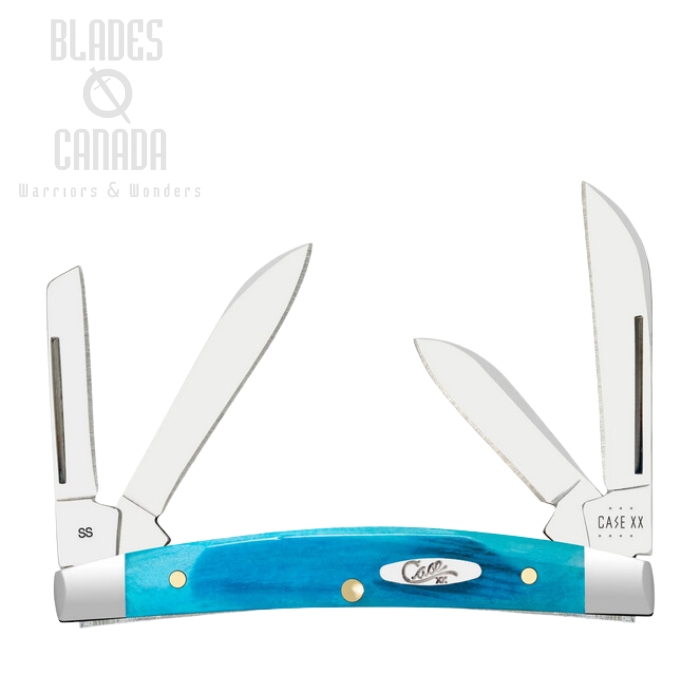 Case Small Congress Slipjoint Folding Knife, Stainless Steel, Carbibbean Blue Bone, 25586