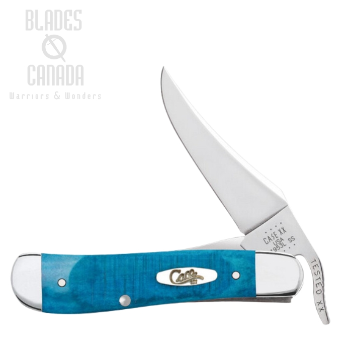 Case RussLock Slipjoint Folding Knife, Stainless, Jig Caribbean Blue Bone, 25589