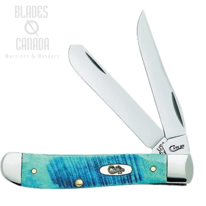 Case Mini Trapper Slipjoint Folding Knife, Bone Caribbean Blue, 25593