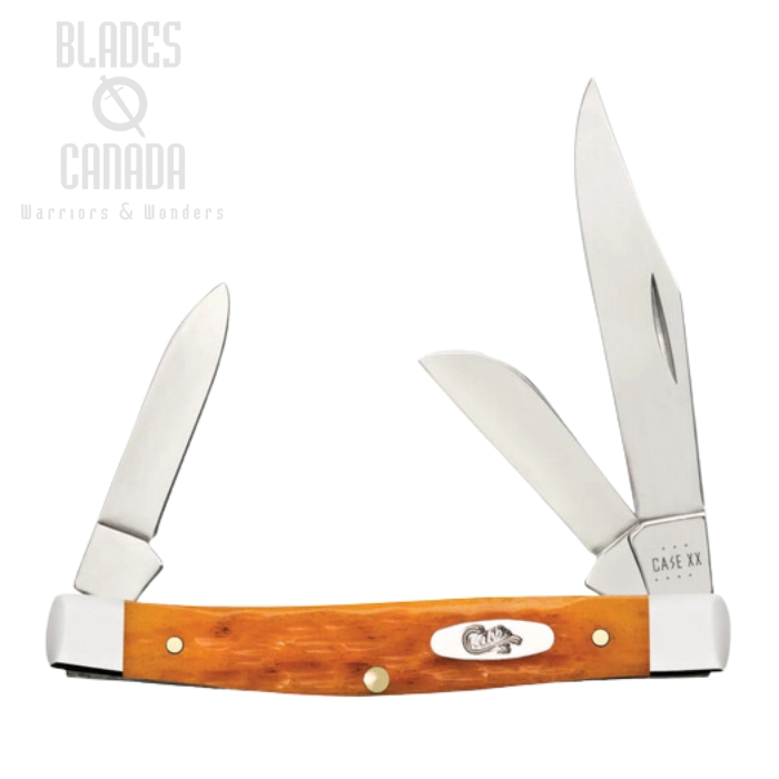 Case Medium Stockman Slipjoint Folding Knife, Stainless, Peach Seed Jig Persimmon Orange Bone, 26562