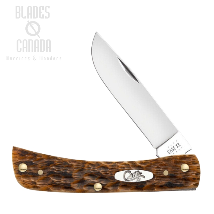 Case Sod Buster Jr Slipjoint Folding Knife, Stainless, Peach Seed Jig Amber Bone, 30092