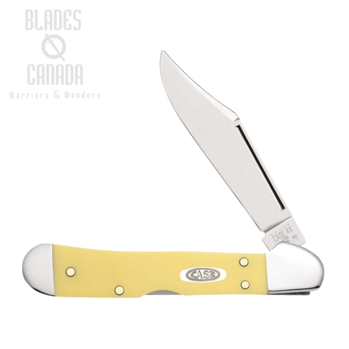 Case Mini Copperlock Backlock Folding Knife, Stainless, Synthetic Yellow, 30116