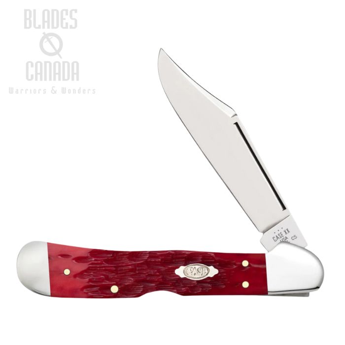 Case CopperLock Folding Knife, Carbon, Peach Seed Jig Dark Red Bone, 31946