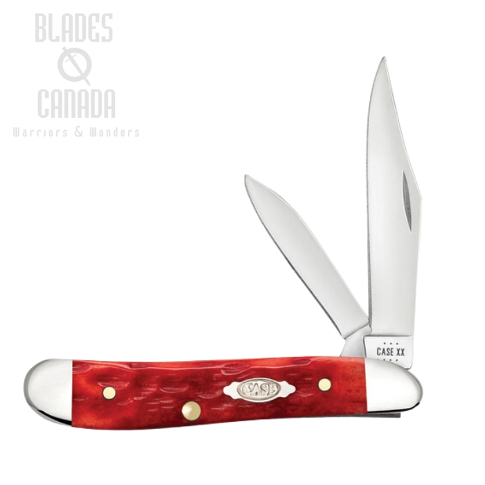 Case Peanut Slipjoint Folding Knife, Carbon Steel, Peach Seed Jig Dark Red Bone, 31948