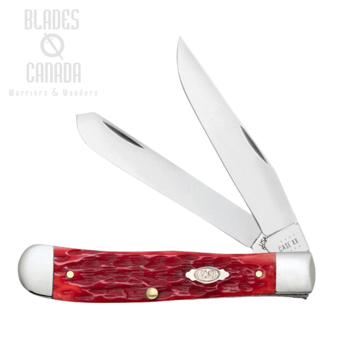 Case Trapper Slipjoint Folding Knife, Stainless, Peach Seed Jig Dark Red Bone, 31957