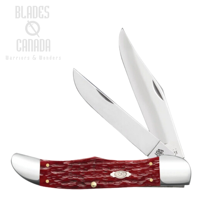 Case Hunter Folding Knife, Stainless, Peach Seed Jig Dark Red Bone, 31960