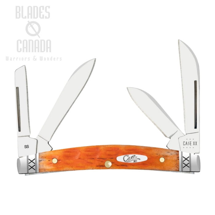 Case Small Congress Slipjoint Folding Knife, Stainless Steel, Crandall Jig Cayenne Bone, 35808