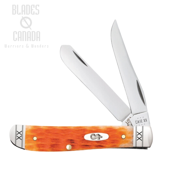 Case Mini Trapper Slipjoint Folding Knife, Stainless, Jig Cayenne Bone, 35809