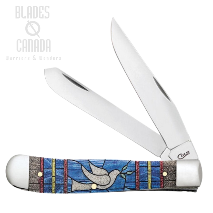 Case Trapper Slipjoint Folding Knife, Stainless, Natural Bone Stained Glass, 38715