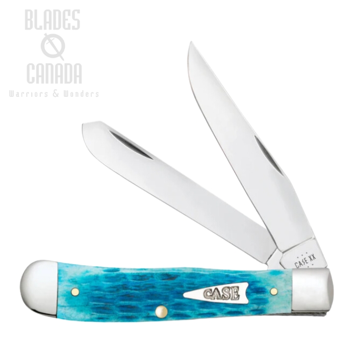 Case Trapper Slipjoint Folding knife, Stainless, Crandall Jig Sky Blue Bone, 50640