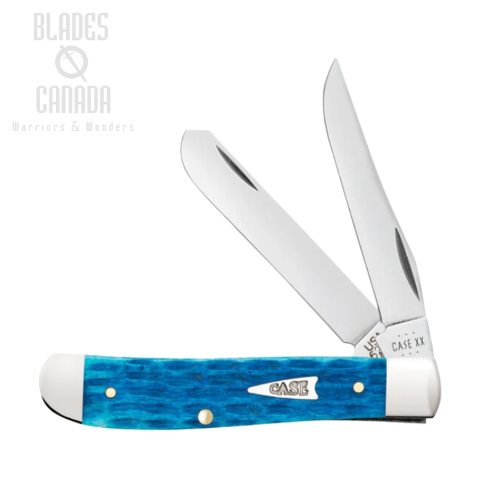 Case Mini Trapper Slipjoint Folding knife, Stainless, Crandall Jig Sky Blue Bone, 50641