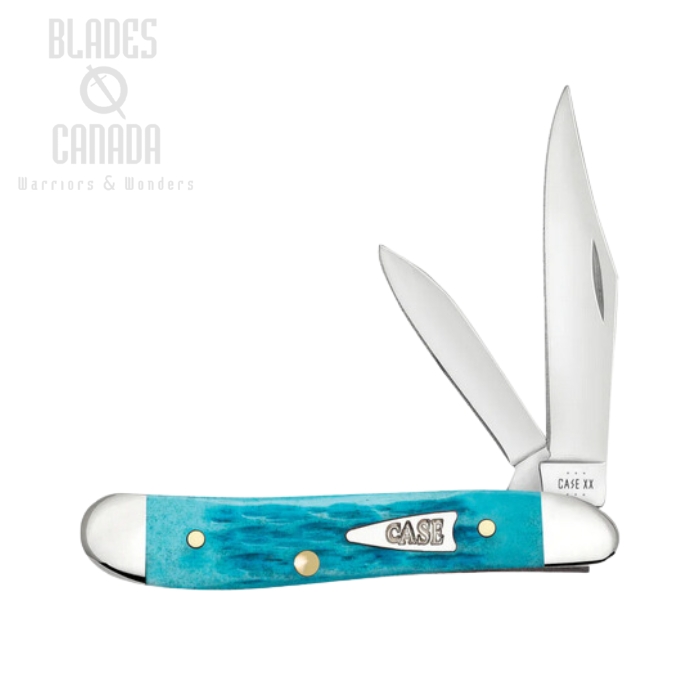 Case Peanut Slipjoint Folding Knife, Stainless, Crandall Jig Sky Blue Bone, 50644