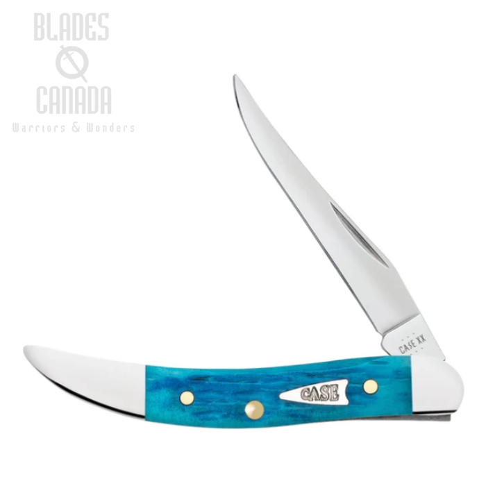 CASE Small Texas Toothpick Slipjoint Folding Knife, Stainless, Crandall Jig Sky Blue Bone, 50645