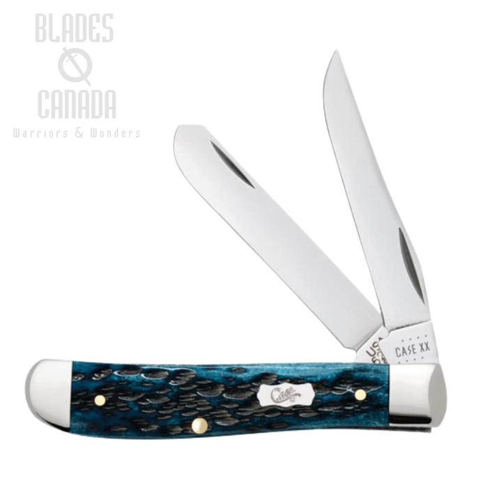 Case Mini Trapper Slipjoint Folding Knife, Stainless, Mediterranean Blue Bone, 51852