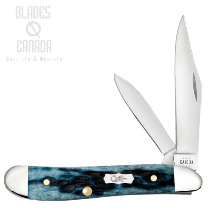 Case Peanut Slipjoint Folding Knife, Stainless, Mediterranean Blue Bone, 51858