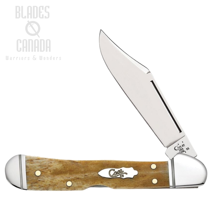 Case Mini Copperlock Folding Knife, Smooth Antique Bone, 58186