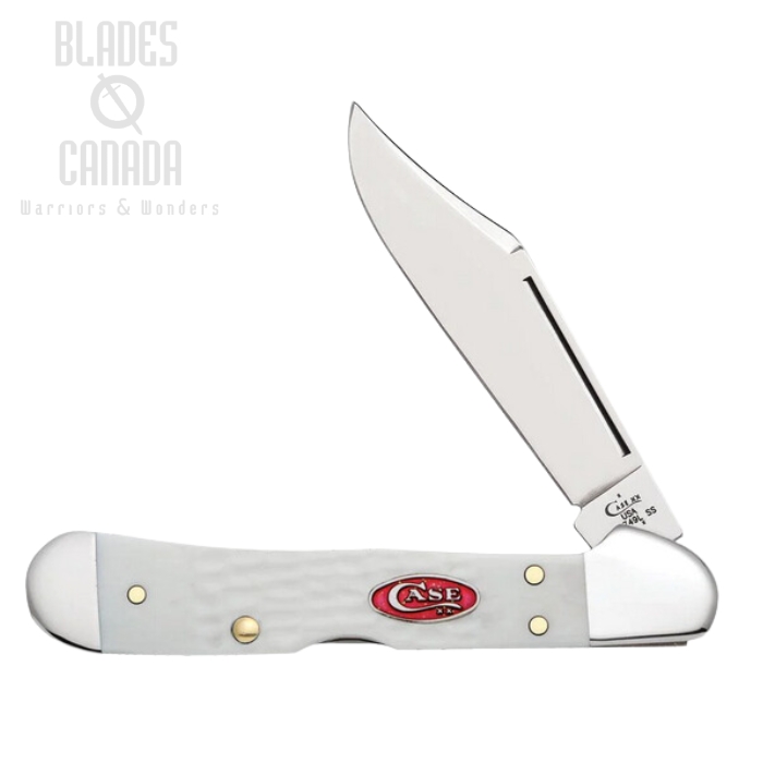 Case Mini Copperlock Folding Knife, Stainless, Synthetic White, 60185