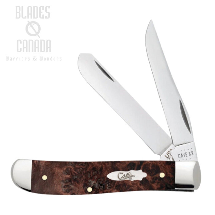 Case Mini Trapper Slipjoint Folding Knife, Stainless, Maple Burl Wood, 64062