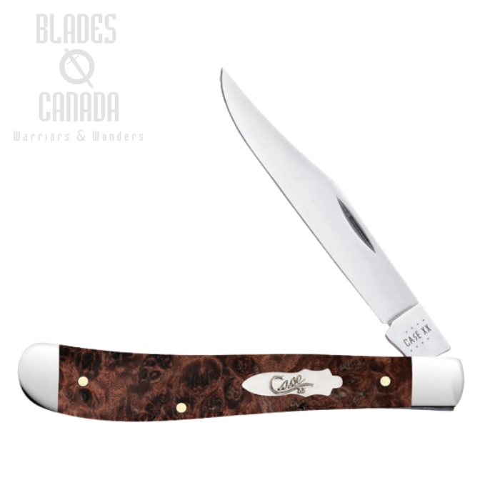 Case Slimline Trapper Slipjoint Folding Knife, Stainless, Maple Burl Wood, 64063