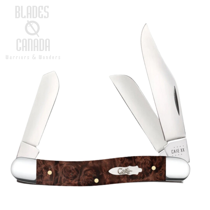 Case Stockman Slipjoint Folding Knife, Stainless, Maple Burl Wood, 64065