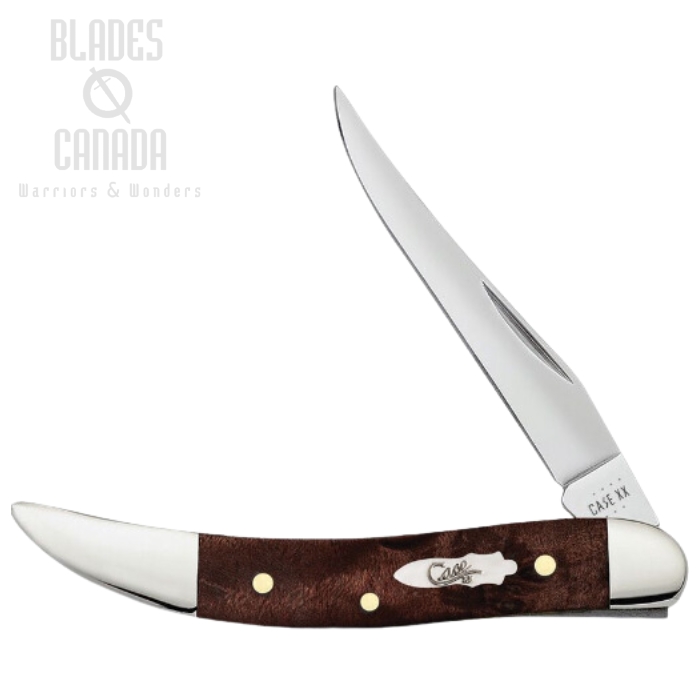 Case Small Texas Toothpick Slipjoint Folding Knife, Stainless Steel, Brown Maple Burl Wood, 64066