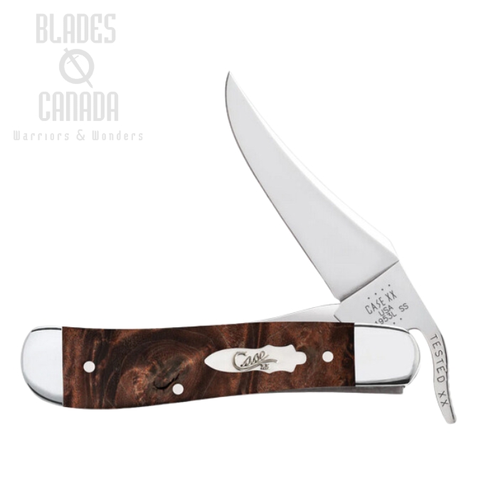 Case RussLock Folding Knife, Stainless, Maple Burl Wood, 64068