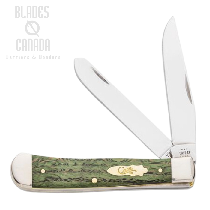 Case Smooth Trapper Slipjoint Folding Knife, Stainless, Kelly Green Curly Oak, 64070