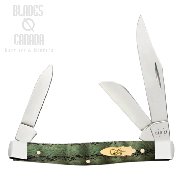 Case Mediunm Stockman Slipjoint Folding Knife, Stainless, Green Curly Oak, 64075