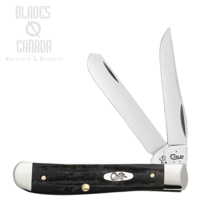 Case Mini Trapper Slipjoint Folding Knife, Stainless Steel, Buffalo Horn Jig, 65016